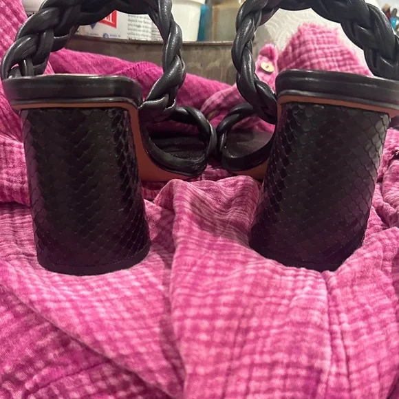 Dolce Vita Black Braided Heeled Sandals - Picture 4 of 4